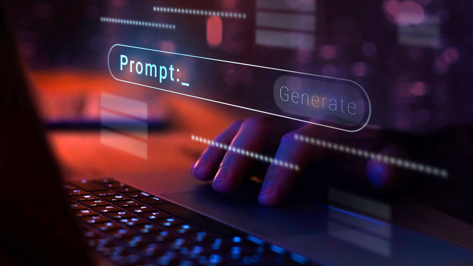 AI prompt to generate image or text, futuristic AI-powered prompt generation interface